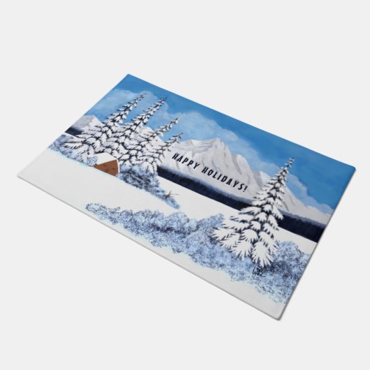 Snowy Winter Deurmat (Schuin)