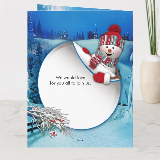 Snowy Winter Fantasy All in One Wedding Invite Bedankkaart (Achterkant)