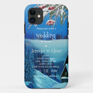 Snowy Winter Fantasy All in One Wedding Invite iPhone 11 Hoesje