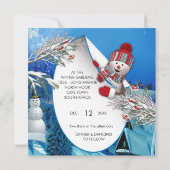 Snowy Winter Fantasy Wedding Invite Kaart (Achterkant)