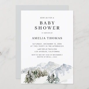 Snowy Winter Forest Baby shower Kaart