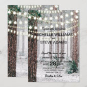 Snowy Winter Forest Wedding Invitation Kaart (Voorkant / Achterkant)