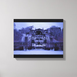 Snowy Winter Gate Canvas Afdruk