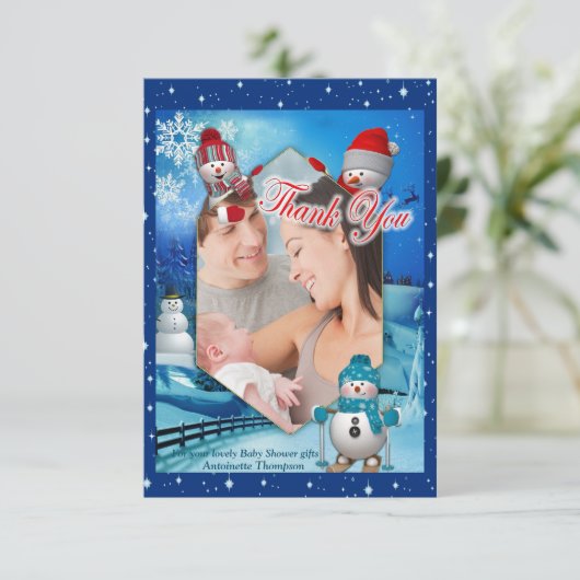 Snowy Winter Holiday Hartelijk dank Bedankkaart (Staand voorkant)