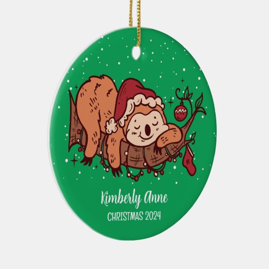 Snowy Winter Holiday Keramisch Ornament (Rechts)