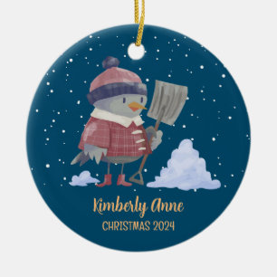 Snowy Winter Holiday Keramisch Ornament