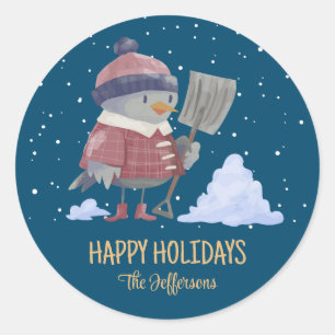 Snowy Winter Holiday Ronde Sticker