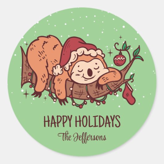 Snowy Winter Holiday Ronde Sticker (Voorkant)