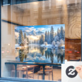 Snowy Winter Landscape Window Cling Raamsticker (Cafe Raam)