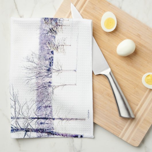 Snowy Winter Landschap Theedoek (Quarter Fold)