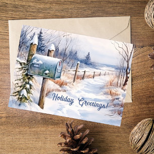 Snowy Winter Landschap Vakantie Groet Kaart