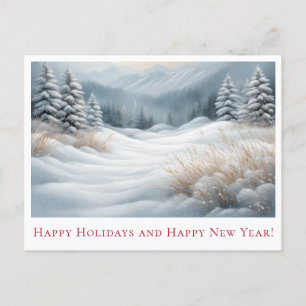 Snowy Winter Landschap Vakantie Groeten Briefkaart