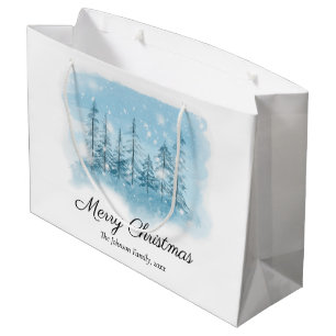 Snowy Winter Merry Christmas Gift Bags Groot Cadeauzakje