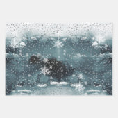 Snowy Winter Mountain Forest Silver Snowfall Inpakpapier Vel (Voorkant 3)