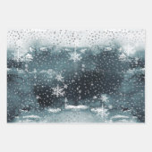 Snowy Winter Mountain Forest Silver Snowfall Inpakpapier Vel (Voorkant 2)