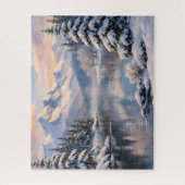 Snowy Winter Mountain Lake Reflection Puzzle (Vertical)
