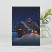 Snowy Winter Night Landscape Invitation (Debout devant)