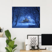 Snowy Winter Night Poster (Thuiskantoor)