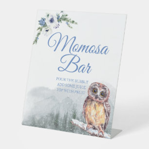 Snowy Winter Owl Baby shower Momosa Panneau de la 