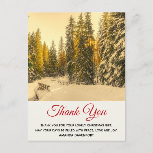 Snowy Winter Path with Pine Trees Dank u Briefkaart (Voorkant)