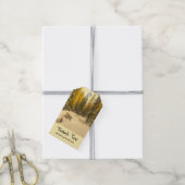 Snowy Winter Path with Pine Trees Dank u Cadeaulabel (Met Touw)
