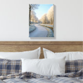 Snowy Winter Pathway met Frosty Trees Canvas Afdruk (Insitu (Slaapkamer))