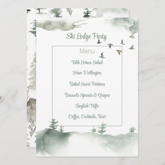 Snowy Winter Scene Menu Kaart (Voorkant / Achterkant)