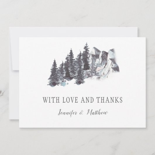 Snowy Winter Trees Mountains Snow Wedding | Bedankkaart (Voorkant)