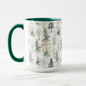 Snowy Winter Trees Pattern Gold Typografie Mok (Links)