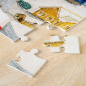 Snowy Winter Village Art Legpuzzel (Zijkant)