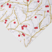 Snowy Winterberries Kerstmis Coördineren Tissuepapier (Detail)