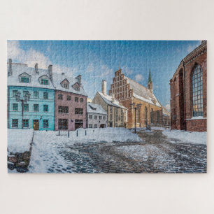 Snowy wintercentrum in Riga, Letland Legpuzzel