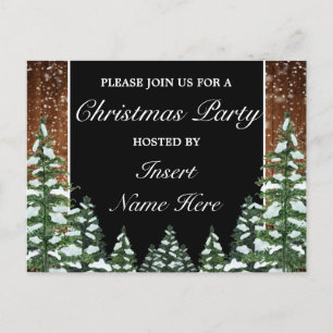 Snowy Wood Christmas Party Invitation Carte postal