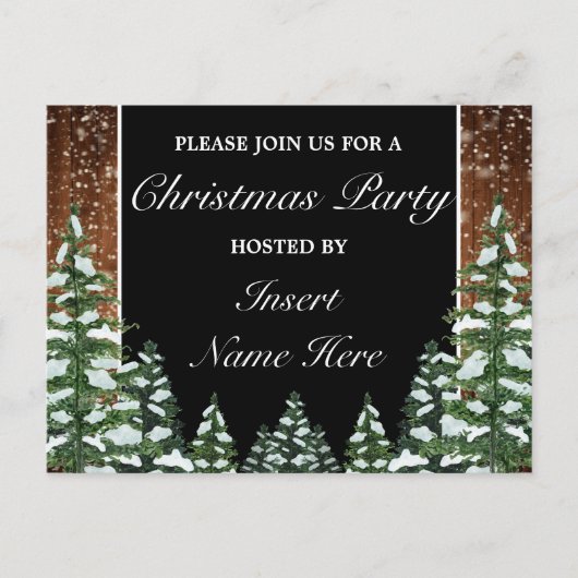 Snowy Wood Christmas Party Invitation Carte postal (Devant)