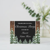 Snowy Wood Christmas Party Invitation Carte postal (Debout devant)