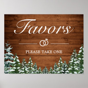 Snowy Wood & Forest Country Favors Weddenschap Poster