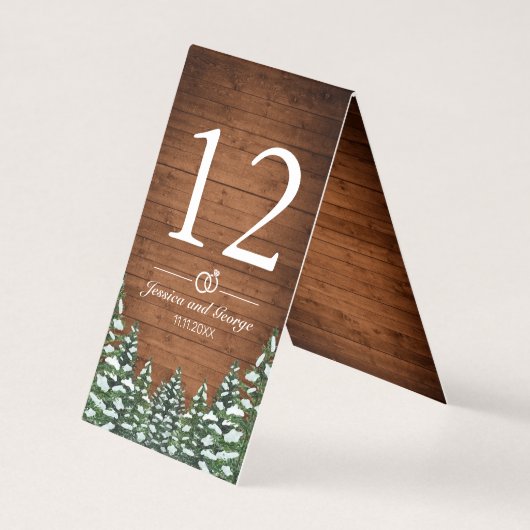 Snowy Wood & Forest Country Pine Numéro de table C (Front)