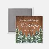 Snowy Wood & Forest Country Pine Wedding Magneet (Voorkant / Achterkant)