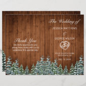 Snowy Wood & Forest Country Pine Wedding Programme (Devant / Derrière)