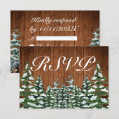 Snowy Wood & Forest Country Pine Wedding RSVP Kaartje (Voorkant / Achterkant)
