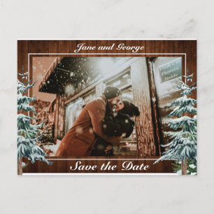 Snowy Wood & Forest Country Pine Weduwfoto Aankondigingskaart