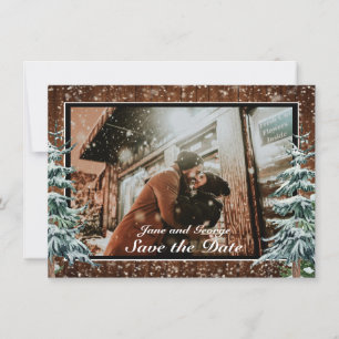 Snowy Wood & Forest Country Pine Weduwfoto Save The Date