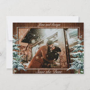 Snowy Wood & Forest Country Pine Weduwfoto Save The Date