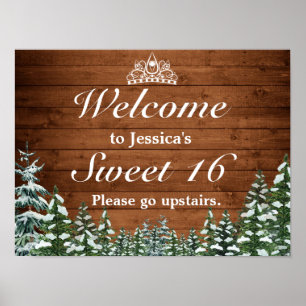 Snowy Wood & Forest Tiara Sweet 16 Welkomstteken Poster