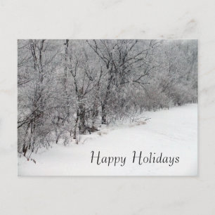Snowy Woods Christmas Holiday Postcard Feestdagenkaart