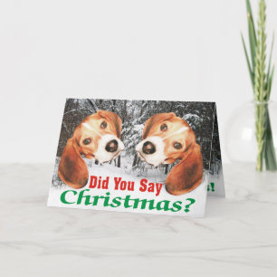 Snowy zei je Kerstmis? Kerstkaart voor beagle Feestdagen Kaart