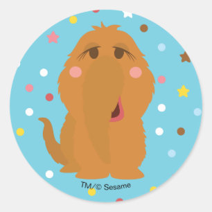 Snuffleupagus Blauwe Stippen & Sterren Patroon Ronde Sticker
