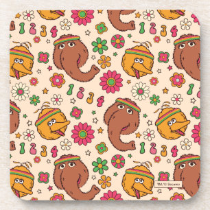 Snuffleupagus en Big Bird Groovy Bloemmotief Bier Onderzetter