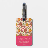 Snuffleupagus en Big Bird Groovy Flower Pattern Bagagelabel (Achterkant verticaal)