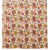 Snuffleupagus en Big Bird Groovy Flower Pattern Douchegordijn (Voorkant)